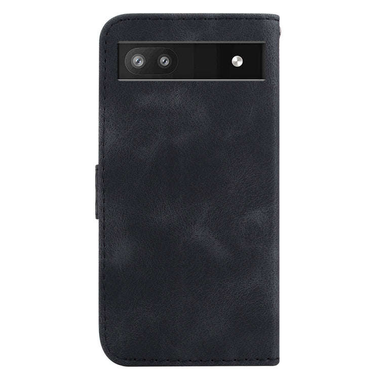 For Google Pixel 6a Seven-shaped Embossed Leather Phone Case(Black)