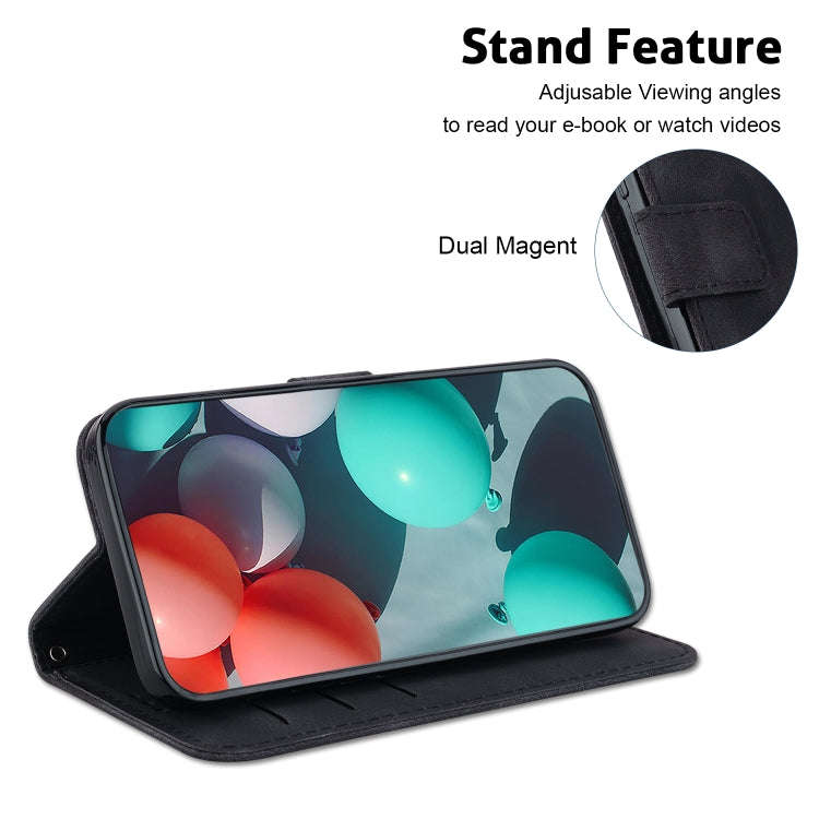 For Google Pixel 6a Seven-shaped Embossed Leather Phone Case(Black)