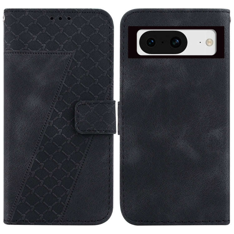 For Google Pixel 8 Seven-shaped Embossed Leather Phone Case(Black)