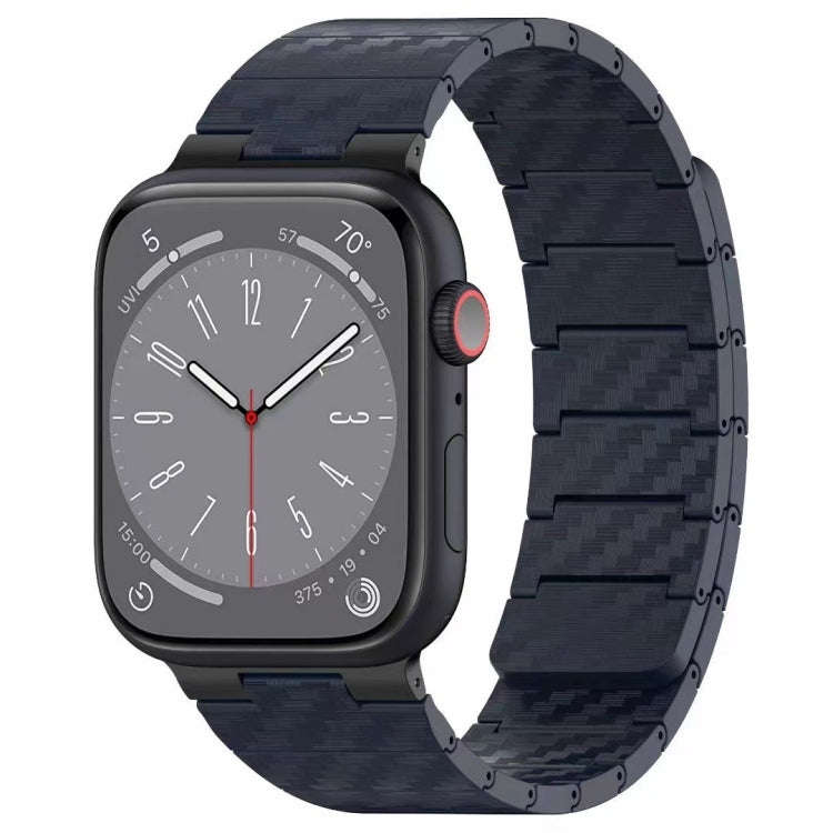 For Apple Watch Series 9 45mm Carbon Fiber Magnetic Loop Watch Band(Midnight Blue)