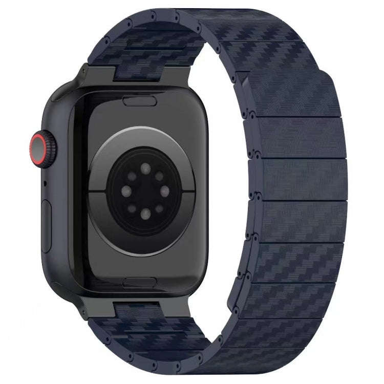 For Apple Watch Series 9 45mm Carbon Fiber Magnetic Loop Watch Band(Midnight Blue)
