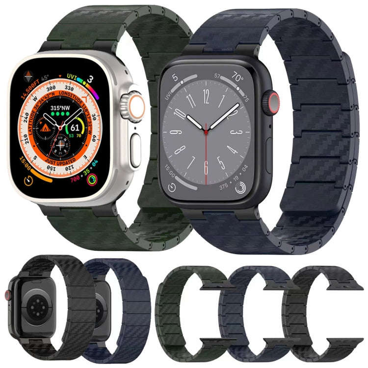 For Apple Watch Series 9 45mm Carbon Fiber Magnetic Loop Watch Band(Midnight Blue)