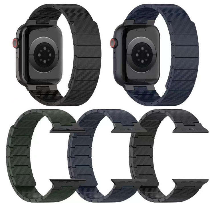 For Apple Watch Series 9 45mm Carbon Fiber Magnetic Loop Watch Band(Midnight Blue)