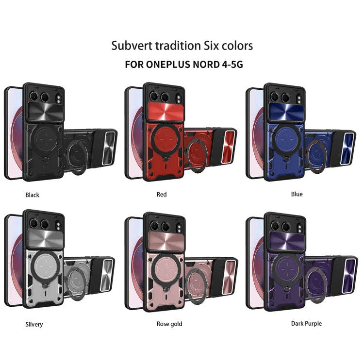 For OnePlus Nord 4 5G CD Texture Sliding Camshield Magnetic Holder Phone Case(Black)