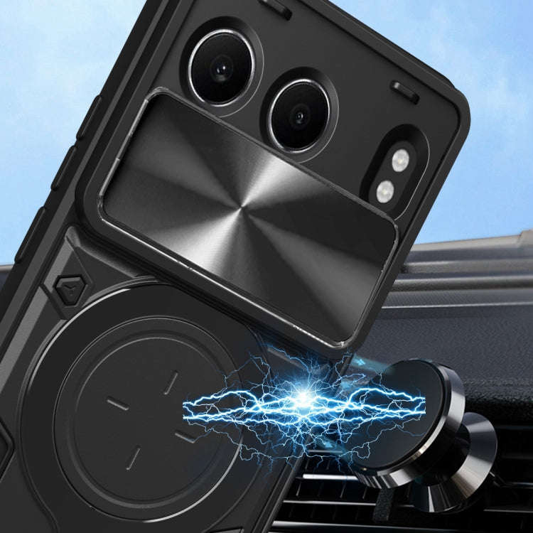 For OnePlus Nord 4 5G CD Texture Sliding Camshield Magnetic Holder Phone Case(Black)