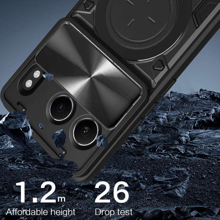 For OnePlus Nord 4 5G CD Texture Sliding Camshield Magnetic Holder Phone Case(Black)