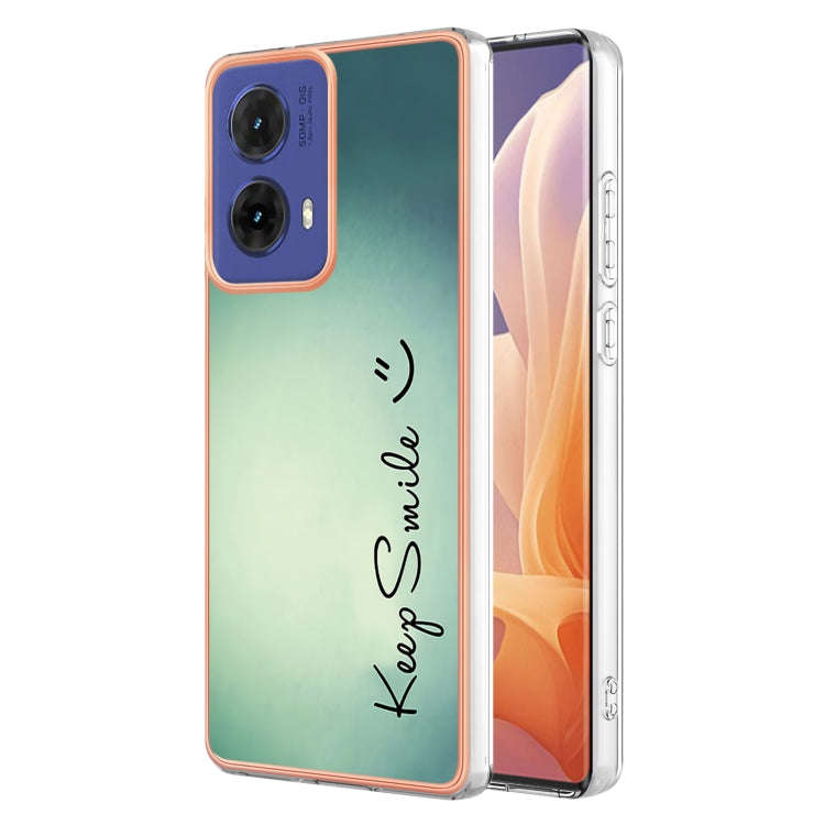 For Motorola Moto G85 Electroplating Marble Dual-side IMD Phone Case(Smile)
