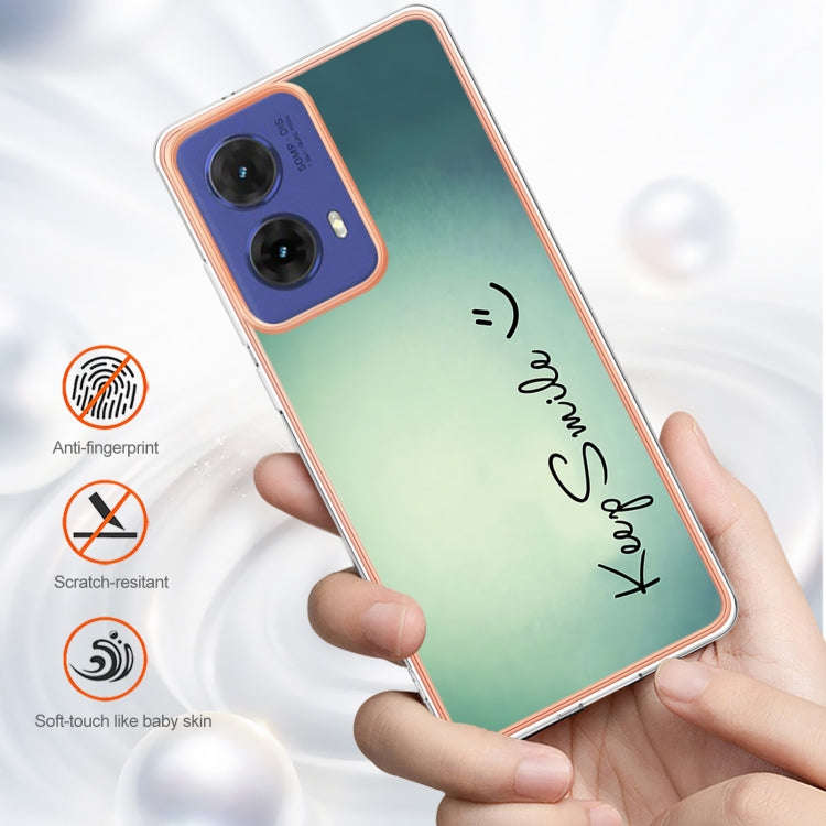 For Motorola Moto G85 Electroplating Marble Dual-side IMD Phone Case(Smile)