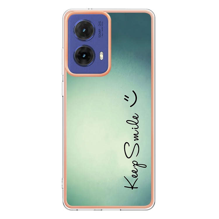 For Motorola Moto G85 Electroplating Marble Dual-side IMD Phone Case(Smile)