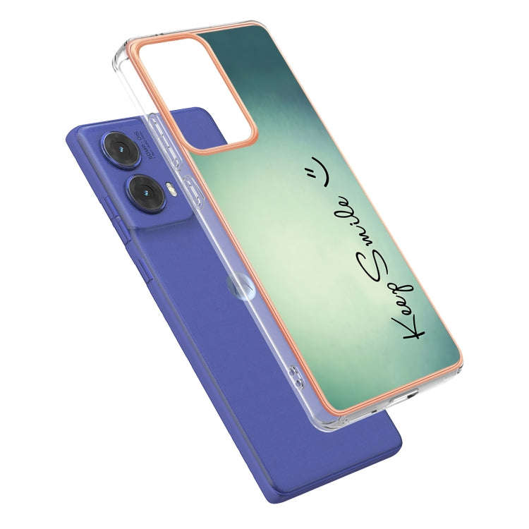 For Motorola Moto G85 Electroplating Marble Dual-side IMD Phone Case(Smile)