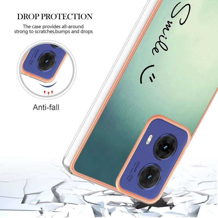 For Motorola Moto G85 Electroplating Marble Dual-side IMD Phone Case(Smile)