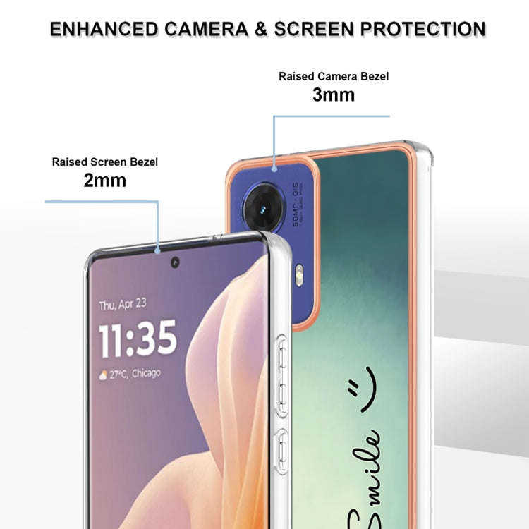 For Motorola Moto G85 Electroplating Marble Dual-side IMD Phone Case(Smile)