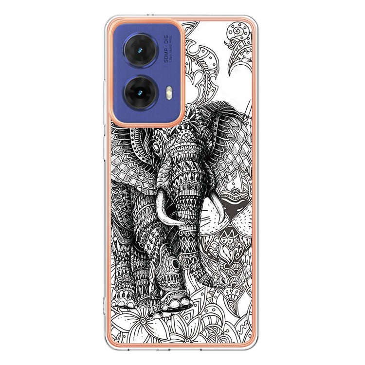For Motorola Moto G85 Electroplating Marble Dual-side IMD Phone Case(Totem Elephant)