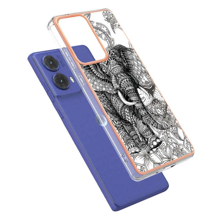 For Motorola Moto G85 Electroplating Marble Dual-side IMD Phone Case(Totem Elephant)