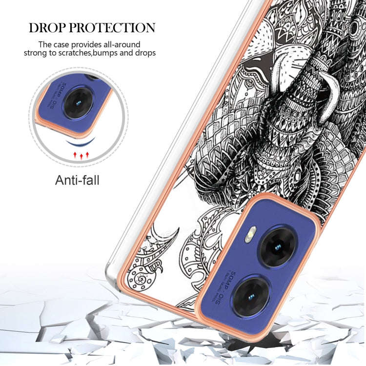 For Motorola Moto G85 Electroplating Marble Dual-side IMD Phone Case(Totem Elephant)