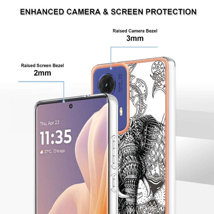 For Motorola Moto G85 Electroplating Marble Dual-side IMD Phone Case(Totem Elephant)