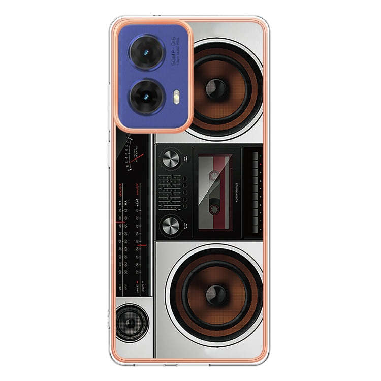 For Motorola Moto G85 Electroplating Marble Dual-side IMD Phone Case(Retro Radio)
