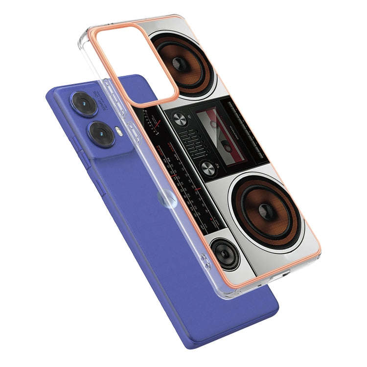For Motorola Moto G85 Electroplating Marble Dual-side IMD Phone Case(Retro Radio)