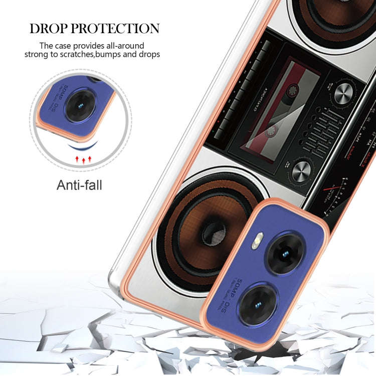 For Motorola Moto G85 Electroplating Marble Dual-side IMD Phone Case(Retro Radio)