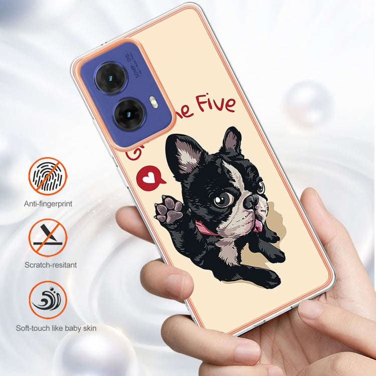For Motorola Moto G85 Electroplating Marble Dual-side IMD Phone Case(Lucky Dog)