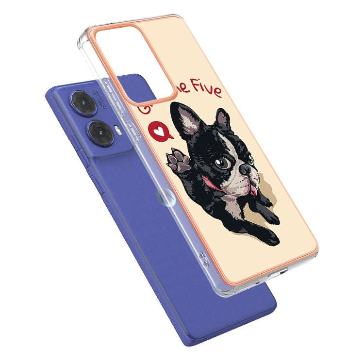 For Motorola Moto G85 Electroplating Marble Dual-side IMD Phone Case(Lucky Dog)