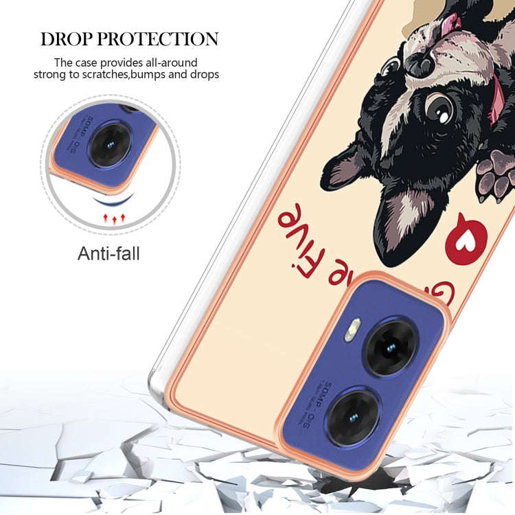For Motorola Moto G85 Electroplating Marble Dual-side IMD Phone Case(Lucky Dog)