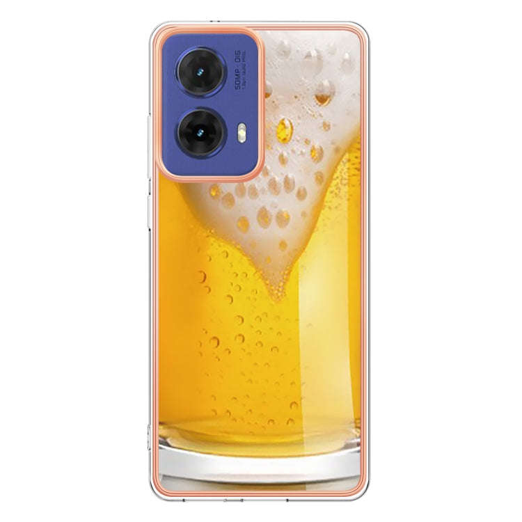 For Motorola Moto G85 Electroplating Marble Dual-side IMD Phone Case(Draft Beer)