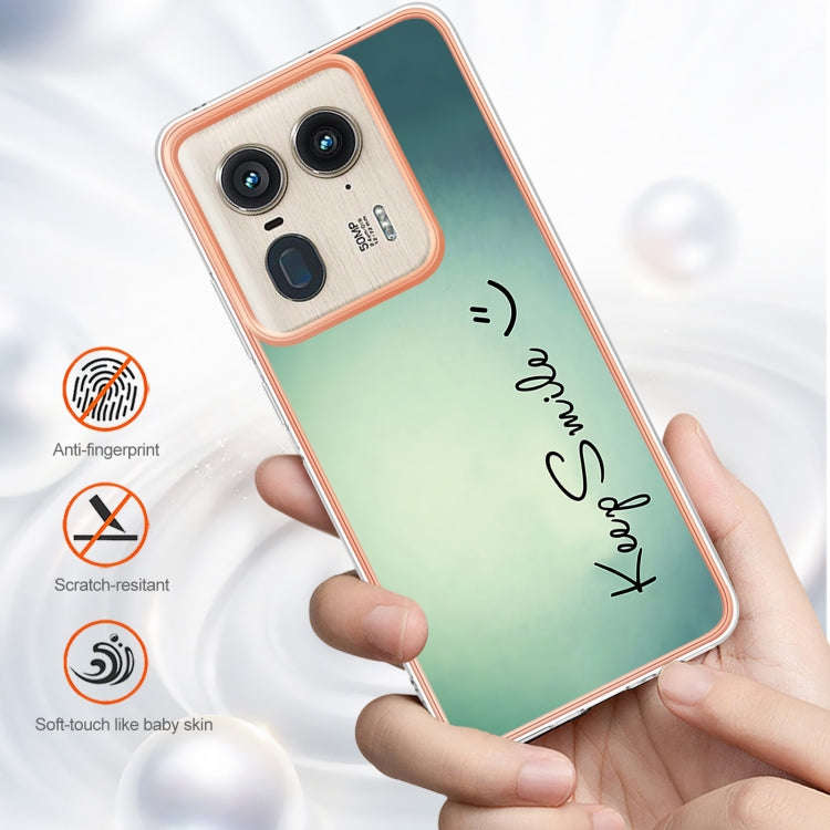 For Motorola Edge 50 Ultra Electroplating Marble Dual-side IMD Phone Case(Smile)