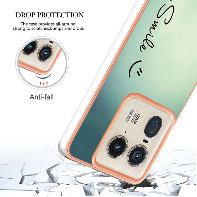For Motorola Edge 50 Ultra Electroplating Marble Dual-side IMD Phone Case(Smile)