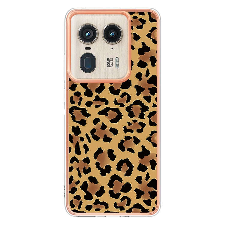 For Motorola Edge 50 Ultra Electroplating Marble Dual-side IMD Phone Case(Leopard Print)