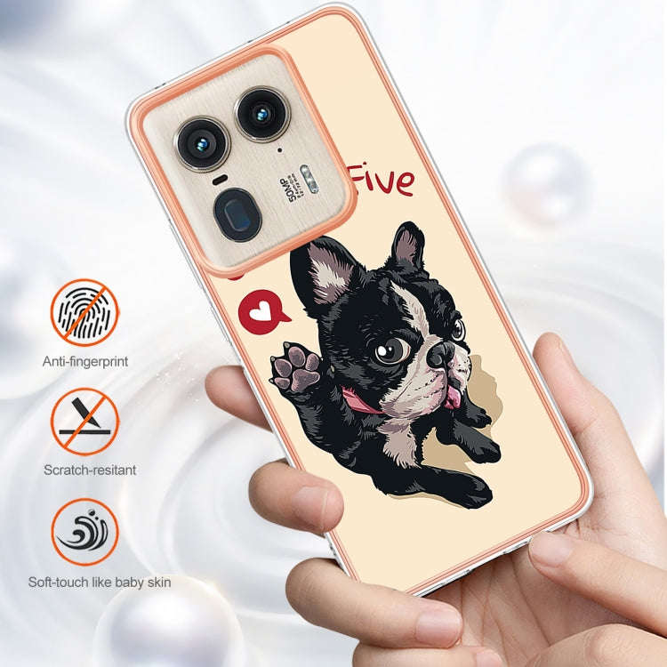 For Motorola Edge 50 Ultra Electroplating Marble Dual-side IMD Phone Case(Lucky Dog)