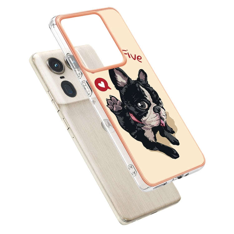 For Motorola Edge 50 Ultra Electroplating Marble Dual-side IMD Phone Case(Lucky Dog)