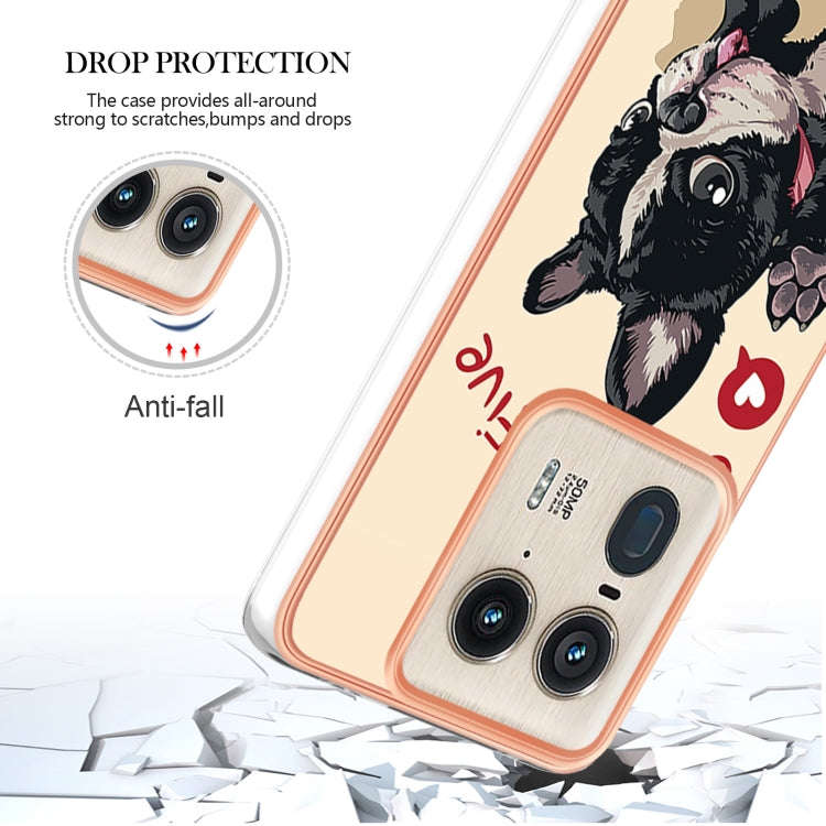 For Motorola Edge 50 Ultra Electroplating Marble Dual-side IMD Phone Case(Lucky Dog)