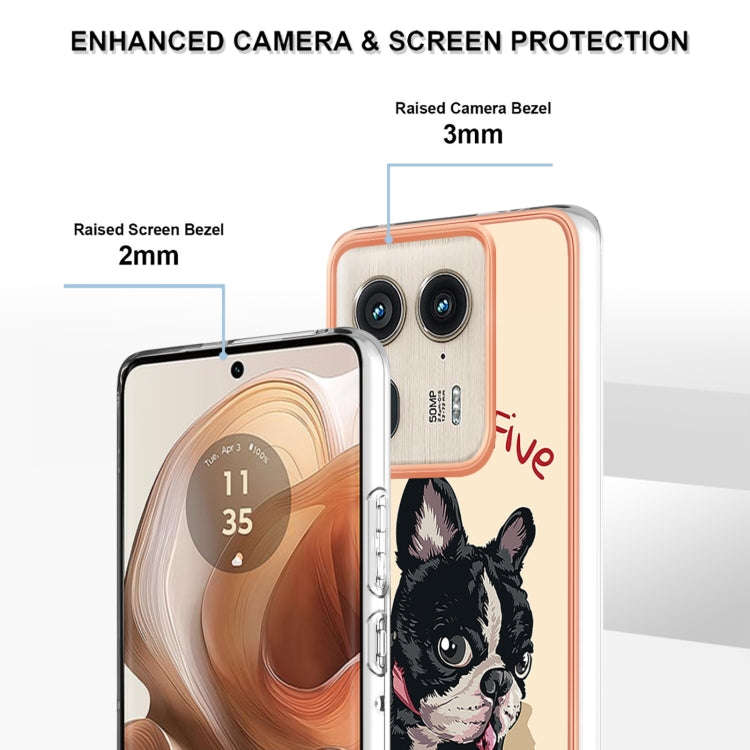For Motorola Edge 50 Ultra Electroplating Marble Dual-side IMD Phone Case(Lucky Dog)