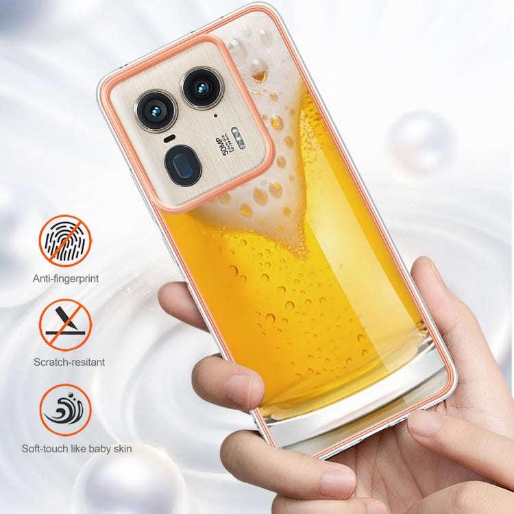 For Motorola Edge 50 Ultra Electroplating Marble Dual-side IMD Phone Case(Draft Beer)