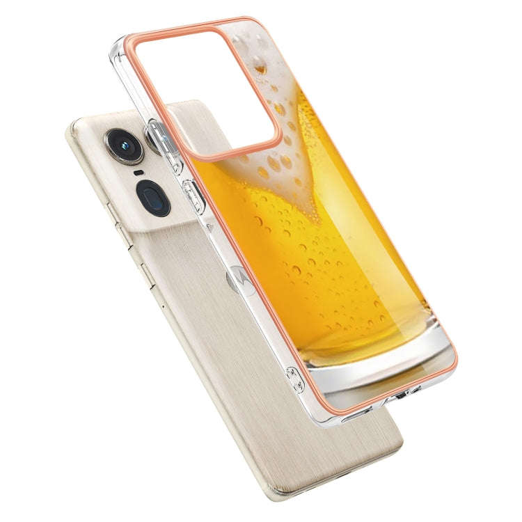 For Motorola Edge 50 Ultra Electroplating Marble Dual-side IMD Phone Case(Draft Beer)