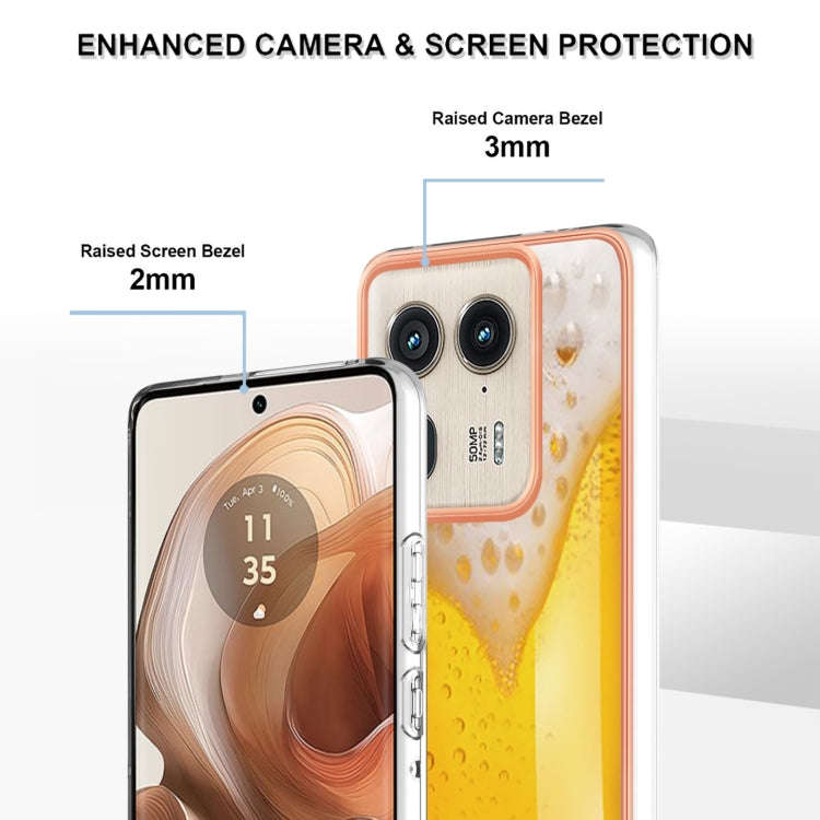 For Motorola Edge 50 Ultra Electroplating Marble Dual-side IMD Phone Case(Draft Beer)