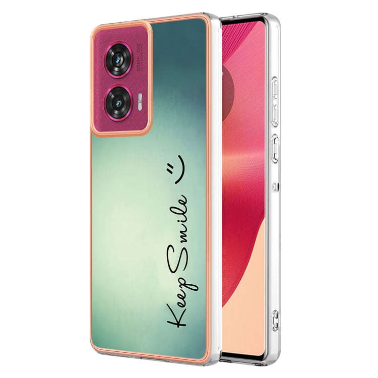 For Motorola Edge 50 Fusion Electroplating Marble Dual-side IMD Phone Case(Smile)
