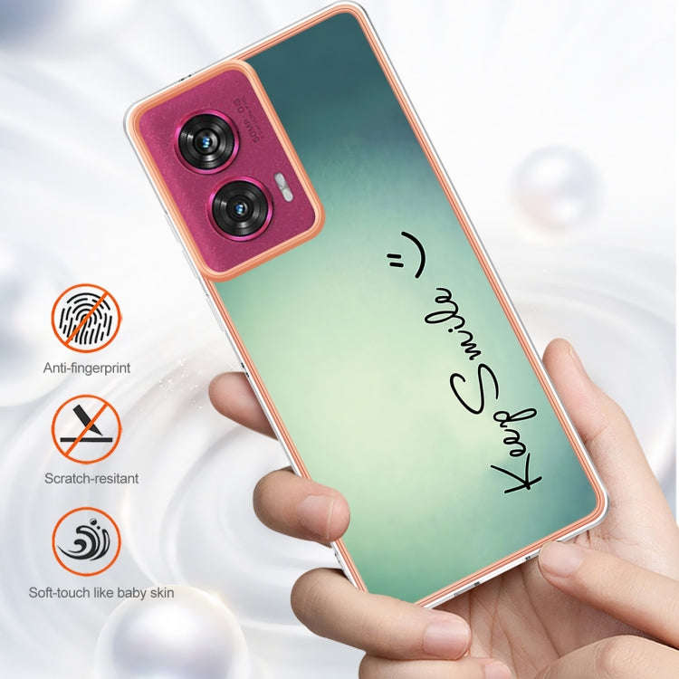 For Motorola Edge 50 Fusion Electroplating Marble Dual-side IMD Phone Case(Smile)