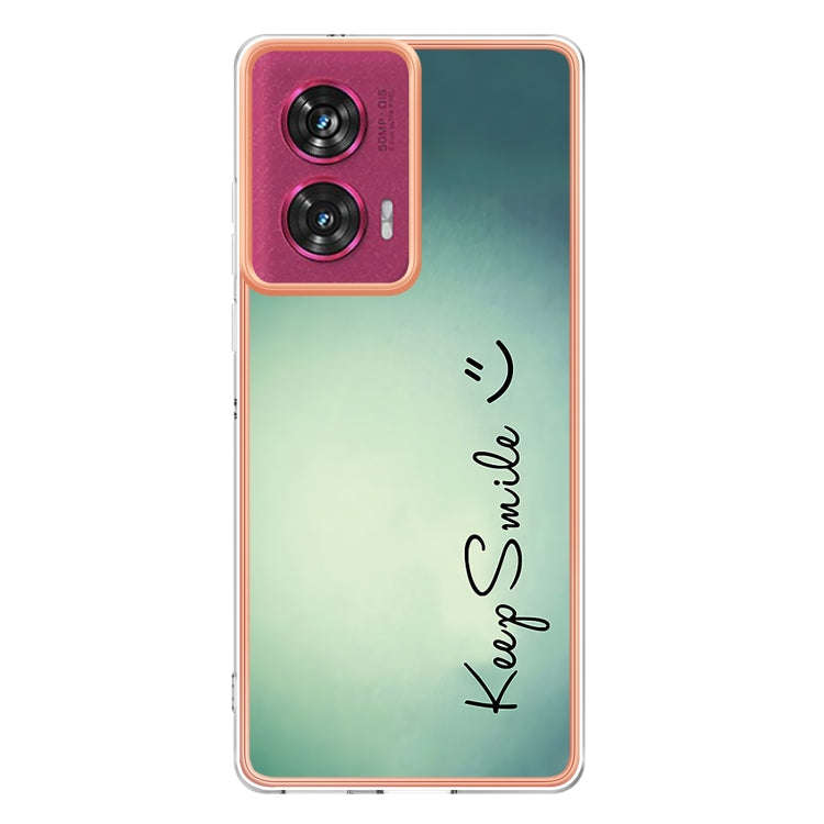 For Motorola Edge 50 Fusion Electroplating Marble Dual-side IMD Phone Case(Smile)