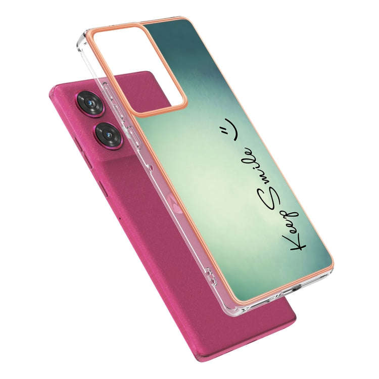 For Motorola Edge 50 Fusion Electroplating Marble Dual-side IMD Phone Case(Smile)