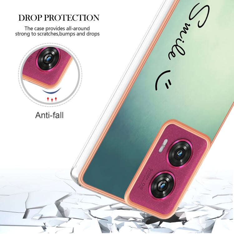 For Motorola Edge 50 Fusion Electroplating Marble Dual-side IMD Phone Case(Smile)