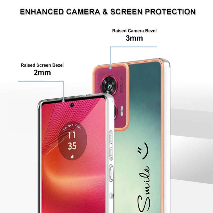 For Motorola Edge 50 Fusion Electroplating Marble Dual-side IMD Phone Case(Smile)