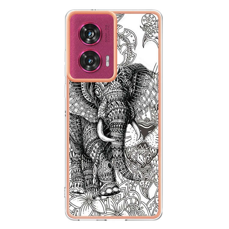 For Motorola Edge 50 Fusion Electroplating Marble Dual-side IMD Phone Case(Totem Elephant)