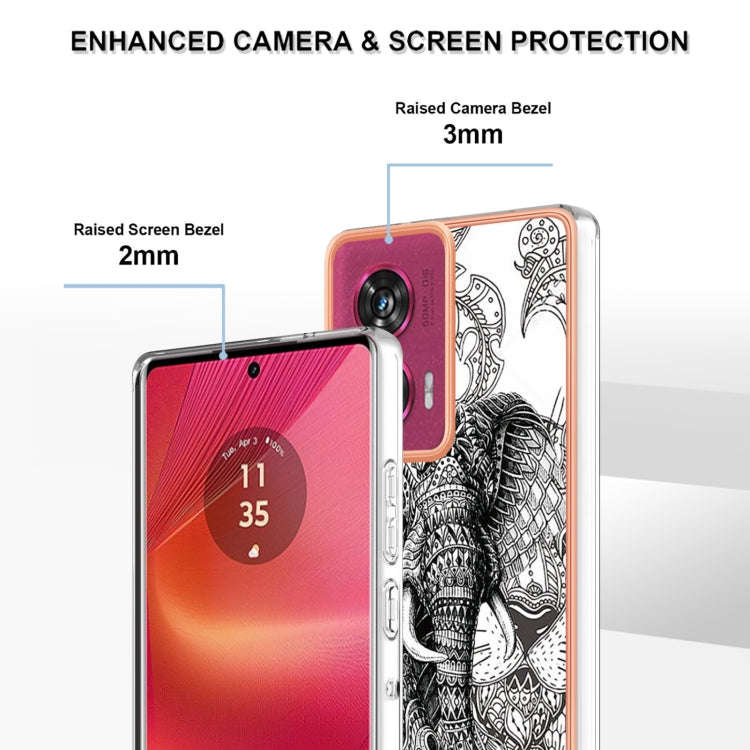 For Motorola Edge 50 Fusion Electroplating Marble Dual-side IMD Phone Case(Totem Elephant)