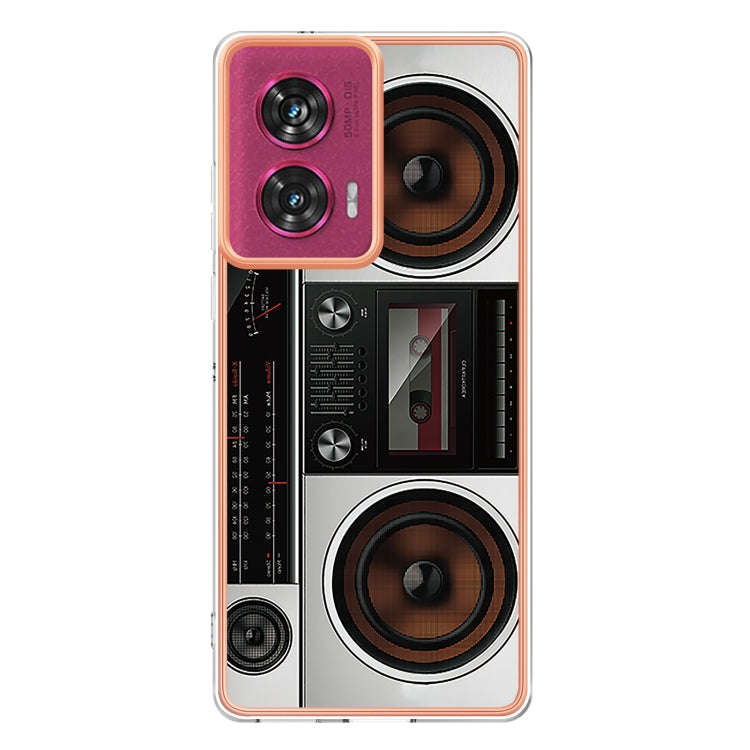 For Motorola Edge 50 Fusion Electroplating Marble Dual-side IMD Phone Case(Retro Radio)