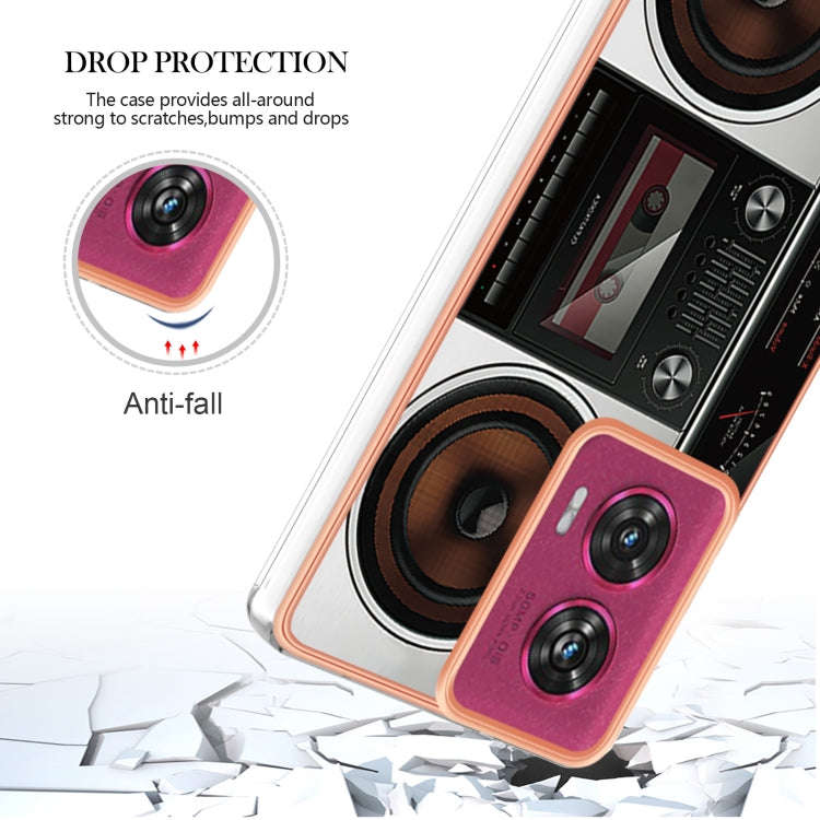 For Motorola Edge 50 Fusion Electroplating Marble Dual-side IMD Phone Case(Retro Radio)