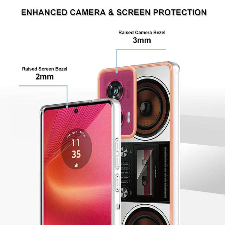 For Motorola Edge 50 Fusion Electroplating Marble Dual-side IMD Phone Case(Retro Radio)
