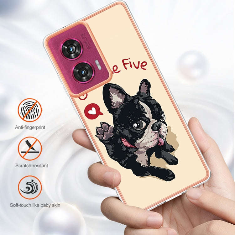 For Motorola Edge 50 Fusion Electroplating Marble Dual-side IMD Phone Case(Lucky Dog)
