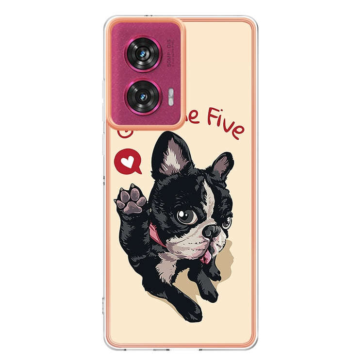 For Motorola Edge 50 Fusion Electroplating Marble Dual-side IMD Phone Case(Lucky Dog)